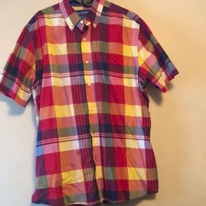 Multicolor plaid button down shirt
